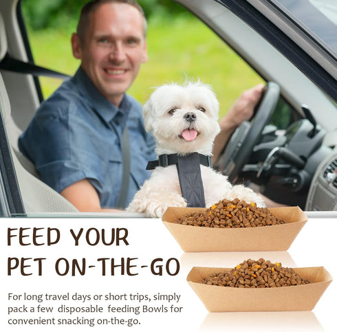 Disposable Pet Bowls, 50 Pcs Lightweight and Portable for Cats and Dogs, Easy to Carry and Store