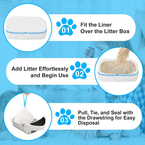 120 Count, 21.65"x11.8" Cat Litter Bags Drawstring Close Litter Box Liners for Automatic Litter Box,Thick Cat Poop