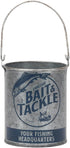 Lakeside Bait and Tackle Metal Bucket - Decorative Fishing Pail for Pencils, TV Remotes, or Tools