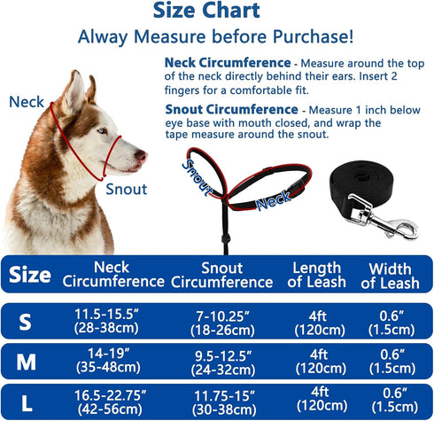 BARKLESS Dog Head Collar, Adjustable and Padded, No-Pull Training Tool with 1 Dog Leash and Training Guide