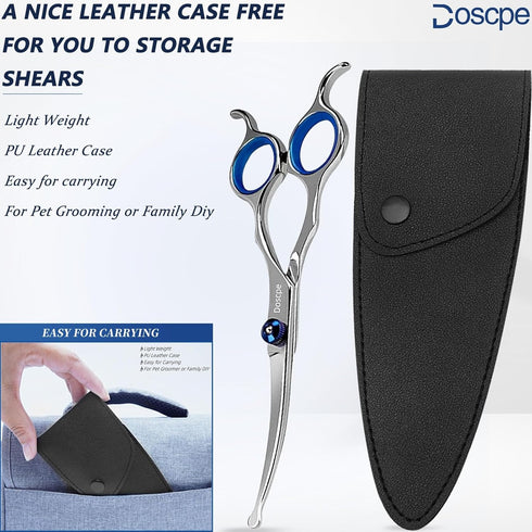 Curved Dog Grooming Scissors, 6.69 inches Round Tips Pet Grooming Shears for Dog Cat Hair Trimming