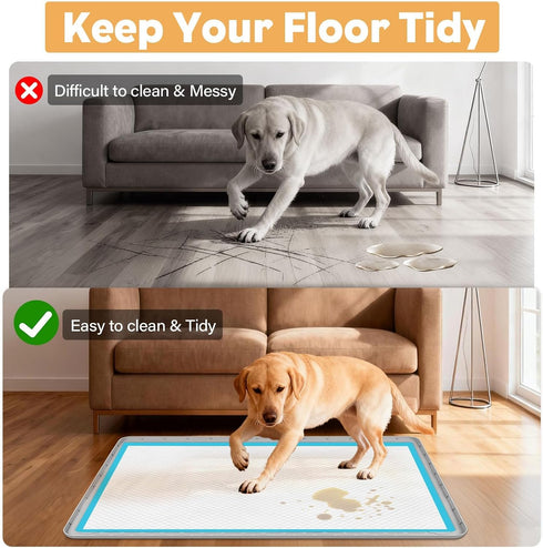 40"x28" Pee Pad Holder for Dogs Puppy Pad Holder Silicone Pee Tray for Dog Training Floor Protection Raised Edge Dog