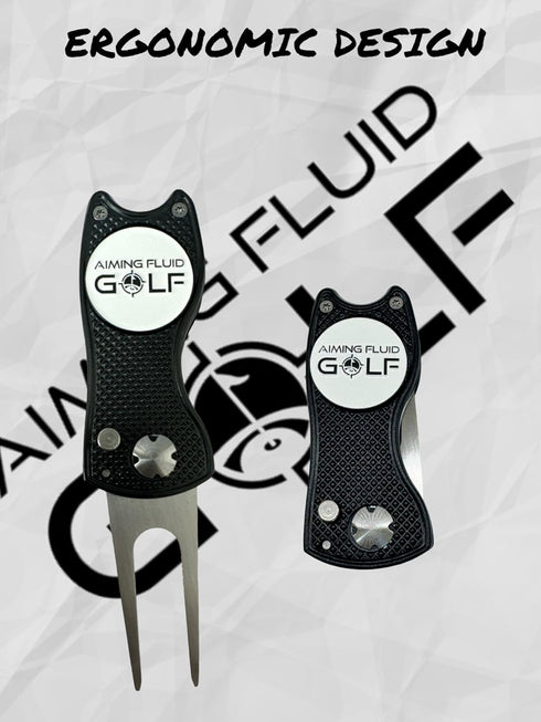 Premium 5-in-1 Golf Divot Repair Tool and Ball Marker, Club Tee, Putting Alignment, Switchblade Design Gift