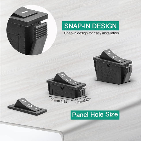 QTEATAK 5Pcs SPDT Toggle Rocker Switch, 3 Position ON/Off/ON, AC 15A/250V for Car Boat