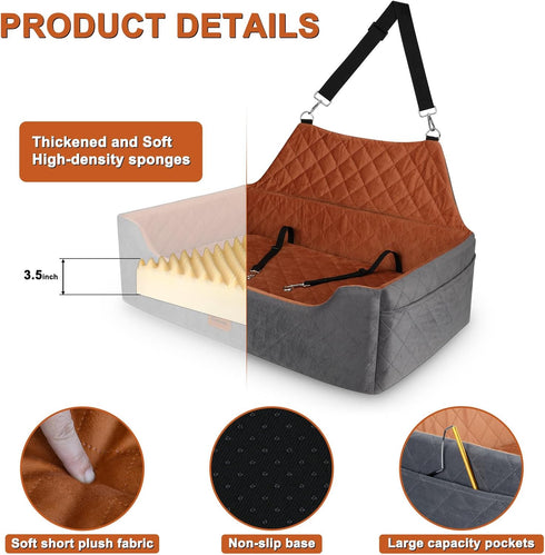55 lbs 2 2 Large Dog Car Seat for Medium/Large Dog Under - Elevated Booster Car Seat for Small Dogs,Removable