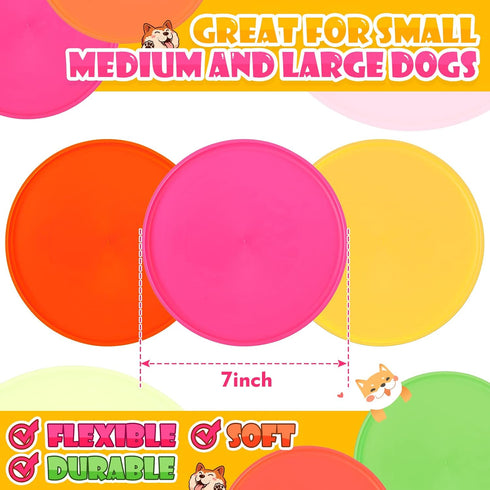 15 Pack Dog Flying Disc Silicone Puppy Flyer Toy - Soft Floating Saucer for Small Medium Dogs