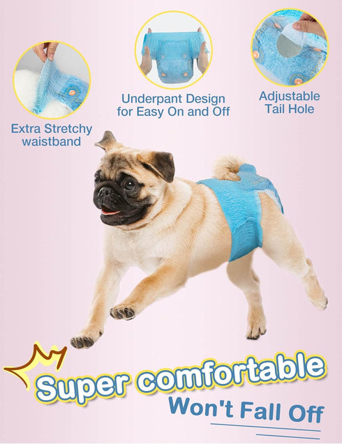 Female-40PCS, 360 Dono Dog Diapers Disposable Pull Up Stretchy Waist Wraps for Female Puppy Dogs in Heat Period