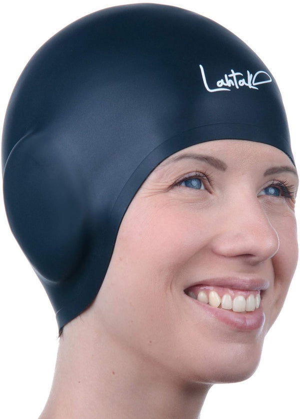 Swim Caps Ear Protection 3D, Waterproof Silicone Swim Cap for Long and Short Hair, Adult and Youth