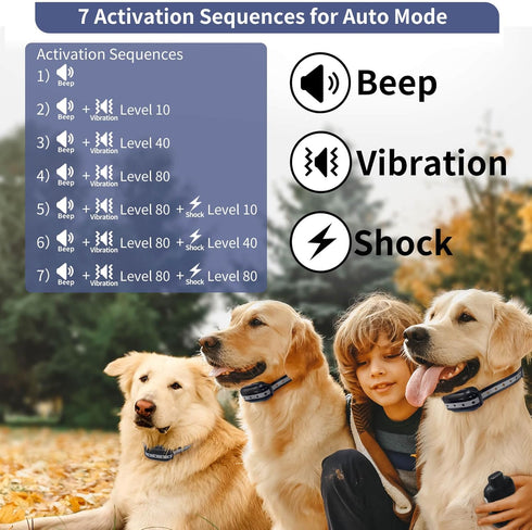 PetJoy Bark Collar with Remote, Shock and Training Collar Combo for Large Dogs, Auto Bark Collar with 2800 Ft Range