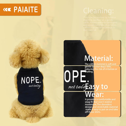 Cozy Cotton Canine Wear: Soft, Lightweight Dog Shirt Vest with Eye-Catching Graphics (NOPE not today), Black XXS