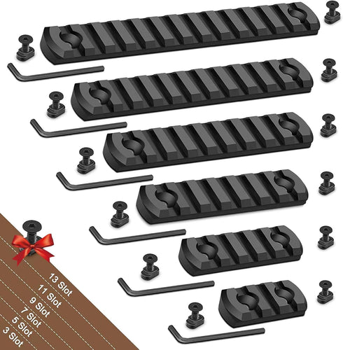 Single Picatinny Aluminum Accessory Rail Set, 3 5 7 9 11 13 Slots with 13 T-Nuts & Screws, Rounded Corner Wrench