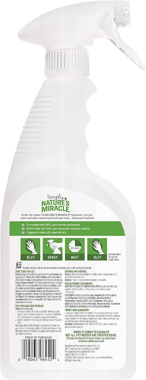 Nature's Miracle Pet Stain and Odor Remover, 16 Ounce, Made with 86% Plant-Derived Surfactants