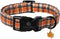 Lionet Paws Halloween Dog Collar- Cute Blank Orange Grid Fall Dog Collars