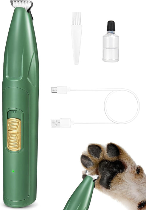 LEYOUFU Dog Clippers for Grooming - 2 Speed Low Noise Cordless Trimmer for Small Pets, Green