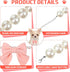 LEIFIDE Dog Pearls Collar Necklace with Pink Bow Pendant, Adjustable Jewelry for Wedding Birthday Pet Grooming (8 Inch)