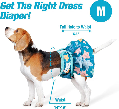 3 Pack Pet Soft Female Dog Diapers - Washable Dress-Style Dog Diapers Female for Girl Dogs in Heat - Reusable Doggy