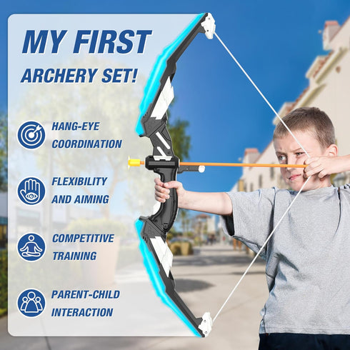 2 Pack Set 24 1 6 2 4-8 HYES Bow and Arrow for Kids, LED Light Up Archery with Suction Cup Arrows, Standing Target