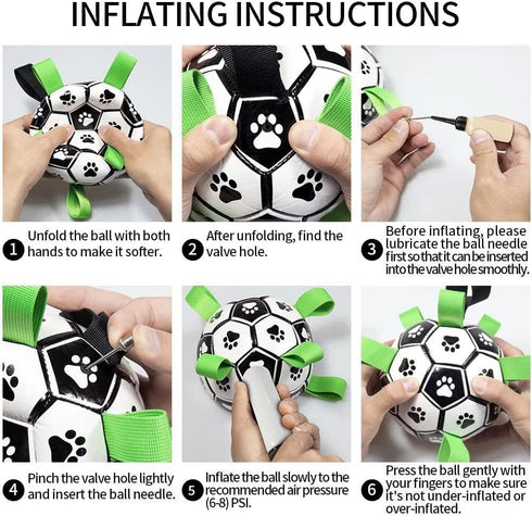 QDAN Dog Toys Soccer Ball with Straps, Interactive Tug of War Toy, Durable 6 Inch Ball for Small & Medium Dogs