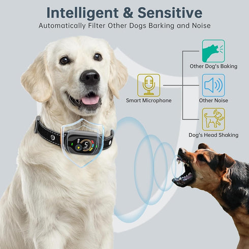 Smart Dog Bark Collar for Training, 5 Adjustable Sensitivity Beep Vibration Shock for Large Medium Small Dogs