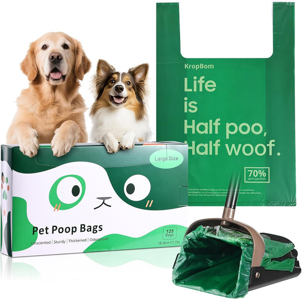 KropBom 125 Bulk Pack Extra Large Dog Poop Bags for A&H Swivel Bin
