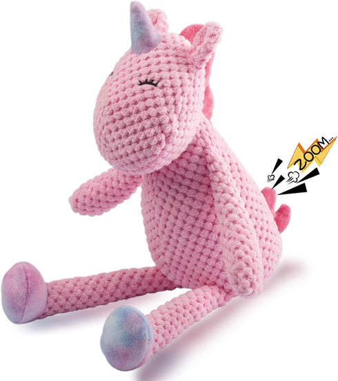 GOOLA Durable Plush Squeaky Dog Toys with Crinkle Paper, Unicorn Themed Pack for Puppies to Large Dogs