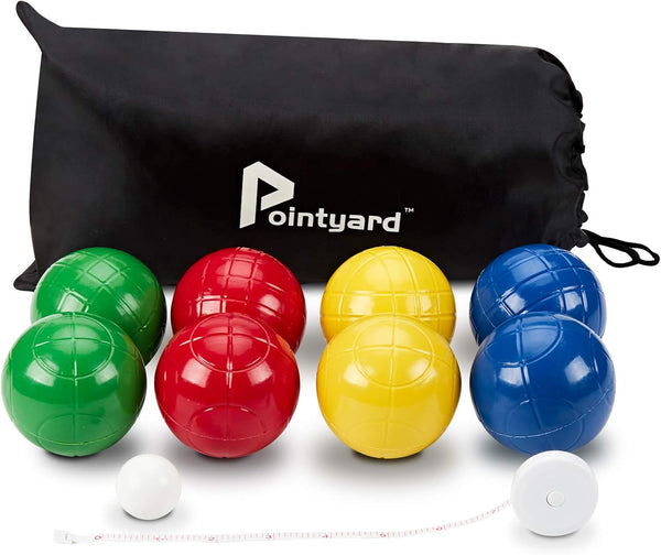 Pointyard 100mm Bocce Ball Set, Regulation Bocci Ball Set with 8 PE