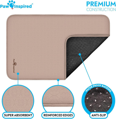 (2 Pack), 48 Inch (47x29 Inch, Pack 2) Paw Inspired Washable Crate Liners for Dogs Leakproof, Non-Slip Pee Pads