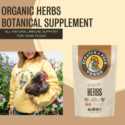 10 oz Scratch and Peck Dried Herbs Supplement for Chickens and Ducks - Bag - Natural, Aromatic Nesting Box Herbs