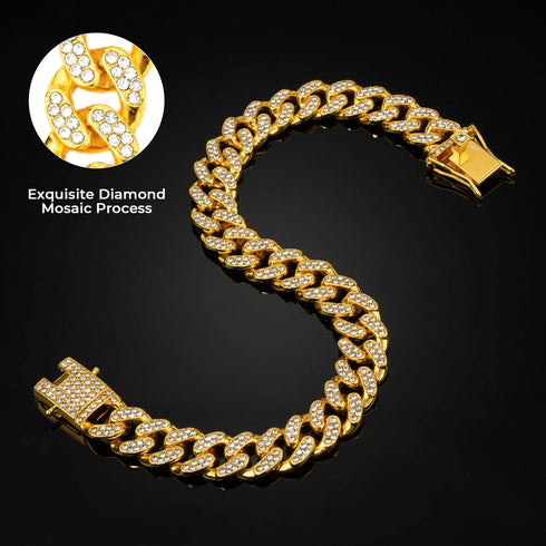 Gold Dog Chain Diamond Collar, Walking Metal Chain with Secure Buckle, Jewelry Accessories for Small Medium Large Dogs
