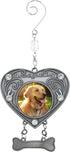 Dog Sympathy Photo Christmas Ornament, Heart Shaped, Holds 1 3/4" Photo, Gift-Storage Bag Included