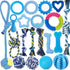 20 Pack Puppy Chew Toys - Blue Teething Toys for Puppies, Durable Ropes and Interactive Balls for Small Dogs