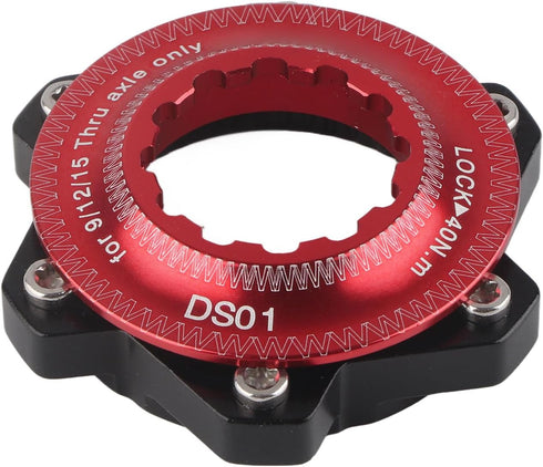 VGEBY Disc Brake Center Lock Adapter Set, Aluminum Center-Lock Hubs with 6 Bolts Disc Rotor Adapter (Red+Black)