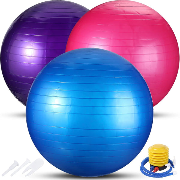 Jerify 3 Pcs Inflatable Yoga Ball for Pregnancy and Pilates with Pump and Plug for Fitness Stability Balance