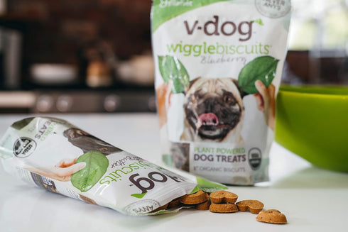 V-Dog Vegan Wiggle Biscuit Organic Dog Treats, Peanut Butter, 10 Ounce, Superfoods