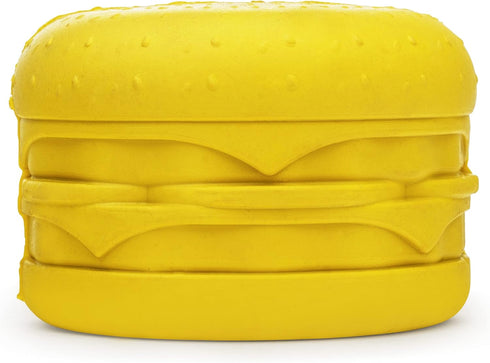 BULLYMAKE Cheeseburger Rubber Chew Toy for Dogs, Made in USA, Treat Stuffing Toy