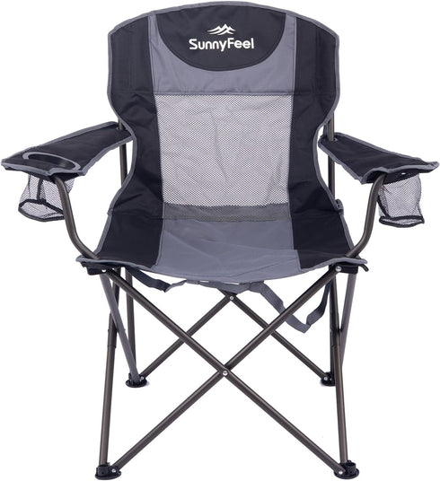 SUNNYFEEL Folding Oversized Camping Chair, Padded Portable Lawn Chairs for Adults Heavy