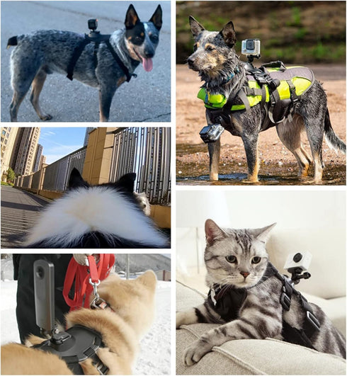 Dog Harness Mount for Gopro, Adjustable Soft Vest with 2 Mounting Bases for Gopro Hero, for Small Medium Large Dogs