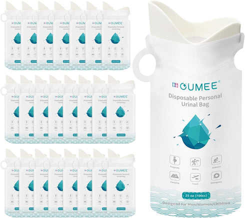 OUMEE 8/12/20/23/28 Pcs Emergency Disposable Urinal Bags - 700 ML Unisex Camping Pee Bags for Travel