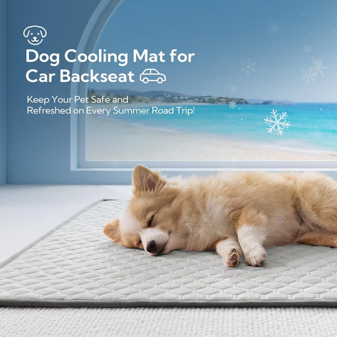 Soulbond 24.5"x52" QMAX>0.3, Backseat Dog Cooling Mat for Cars - Washable Back Seat Self Cooling Pad for Cat & Puppy