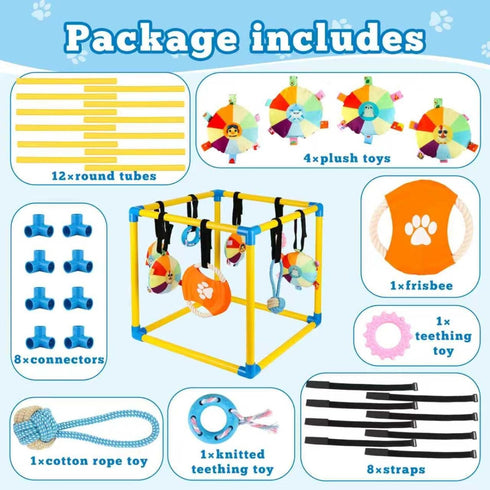 Eaacaa 8 Puppy Game Gym Puppy Toothing Toy, Equipped with Hanging Small Puppy Toys, Jungle Playground has Interactive