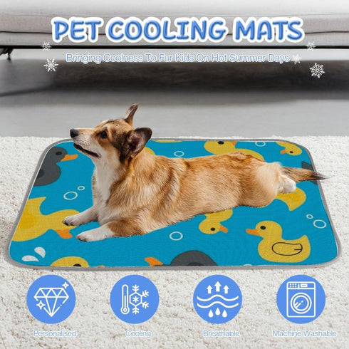 imiBBWQu Summer Summer 27" 22" Dog Cooling Mat Duck Yellow Black Blue Cooling Mat for Dogs Large Washable Dog Pad Pet