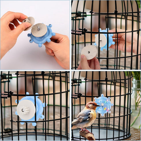 PEUTIER Parrot Spinner Toy, Medium Small Funny Parakeet Conures Toy Interactive Parrot Toy Bird Toy Spinning Rattle