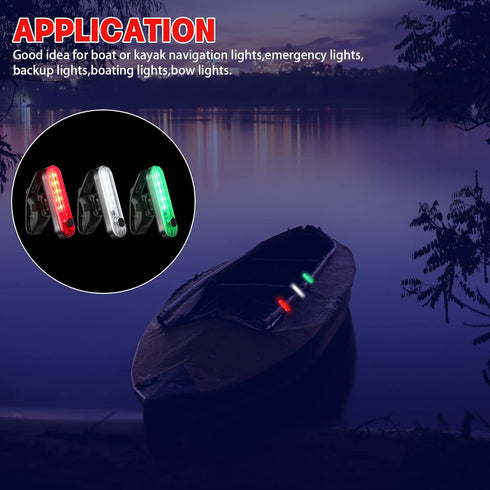 Treela 8 Pcs Kayak Navigation Lights, Waterproof LED Stern Lights for Night Marine Safety (Red, Green, White)