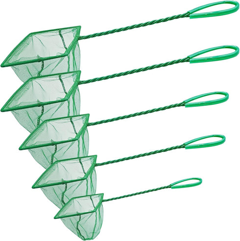 5 Pack Multi-Size Fine Quick Fish Catch Nets, Nylon Fishing Mesh Nets with Long Plastic Handle for Fish Tank