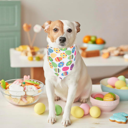 ADOGGYGO 4 Pack Easter Dog Bandana, Triangle Dog Scarf with Rabbit Easter Egg Pattern for Medium Large Dogs