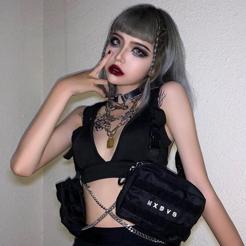 Unisex Black Chest Rig Bag - Streetwear Tactical Vest Hip-hop Chest Bags Fashion Tactics Waist Pack for Women