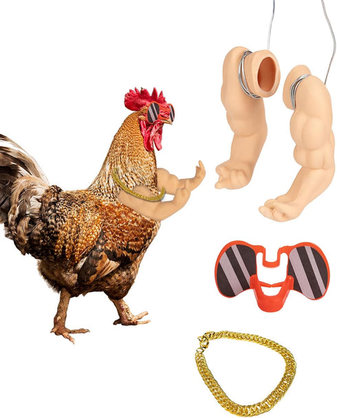 Funny Chicken Arms Toy - Chicken Peepers and Necklace Set for Pet Prank Role-Playing Costumes