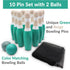 Sterling Sports Wooden Lawn Bowling Set with 9" Skittles, 10 Wooden Pins and 2 Balls, Carrying Mesh Bag,