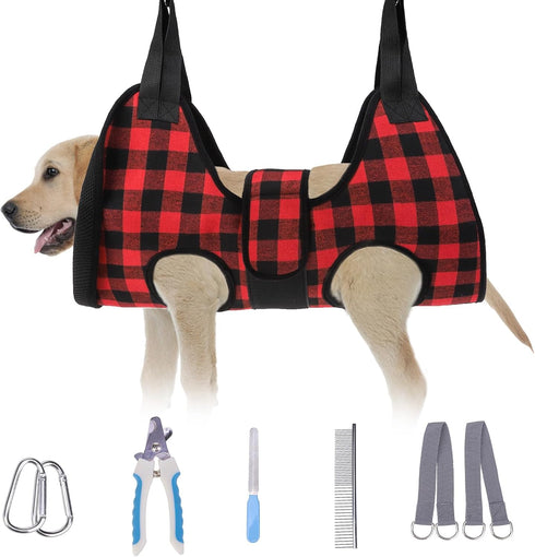 BEAUTYZOO Dog Grooming Hammock Harness for Nail Trimming - Adjustable Pet Restraint