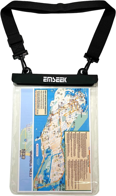 Waterproof Map Case 13 inch, Clear Dry Tablet Bag for Camping, Hiking, Kayaking, Biking, Traveling